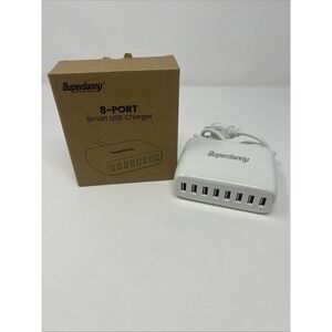 NIB SuperDanny 8-Port Desktop Charging Station White Fire Retardant Case